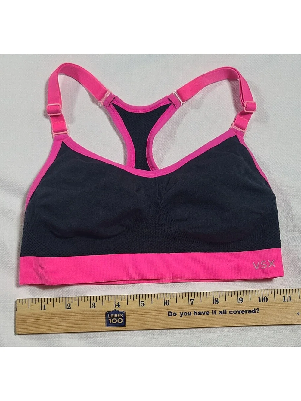 Victoria's Secret VSX Sports Bra Black and Pink Medium Support